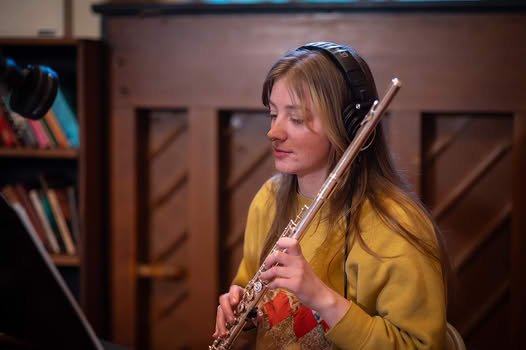 Emma recording an album