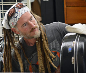 Spencer polishing an instrument case