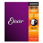 Elixir 16052 Phosphor Bronze Light Gauge Acoustic Guitar Strings 12-53