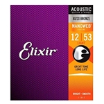 Elixir 11052 80/20 Bronze Light Gauge Acoustic Guitar Strings 12-53