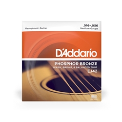 D'Addario EJ42 Medium Gauge Phosphor Bronze Resophonic Guitar Strings 16-56