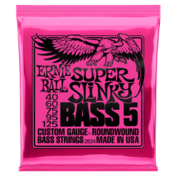 Ernie Ball P02824 Super Slinky 5-String Nickel Wound Electric Bass Strings 40-125