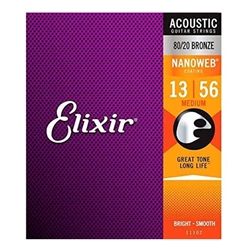 Elixir 11102 80/20 Bronze Medium Gauge Acoustic Guitar Strings 13-56