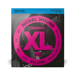 D'Addario EXL170S Nickel Wound Regular Light Gauge Short Scale Electric Bass Strings 45-100