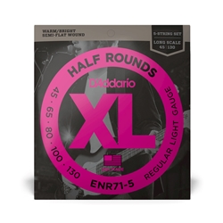 D'Addario ENR71-5 5-String Half Rounds Regular Light Gauge Long Scale Electric Bass Strings 45-130