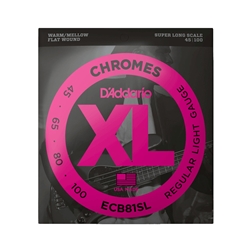 D'Addario ECB81SL Chromes Regular Light Gauge Super Long Scale Electric Bass Strings 45-100