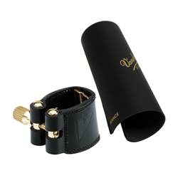 Vandoren LC28P Leather Tenor Saxophone Ligature with Plastic Cap (Hard Rubber Mouthpieces)