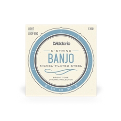 D'Addario EJ60 Nickel-Plated Steel 9-20 Regular Light Loop End 5-String Banjo Strings