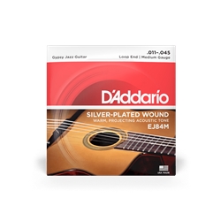 D'Addario EJ84M Medium Gauge Silverplated Wound Loop End Gypsy Jazz Guitar Strings 11-45