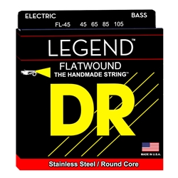 DR FL-45 Legend Stainless Steel Round Core Flatwound Electric Bass Strings 45-105