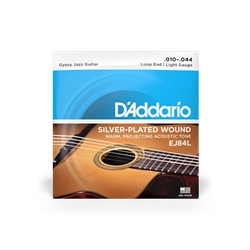 D'Addario EJ84L Light Gauge Silverplated Wound Loop End Gypsy Jazz Guitar Strings 10-44