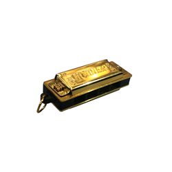 Hohner 37-C Major Diatonic Mini Gold Harmonica with Chain Necklace - Key of C