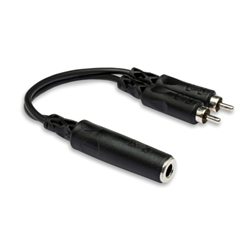 Hosa YPR-131 Y Cable, 1/4 in TSF to Dual RCA Adapter